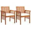 Vidaxl Garden Dining Chairs With Cushions 2 Pcs Solid Acacia Wood, 45965