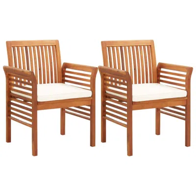 Vidaxl Garden Dining Chairs With Cushions 2 Pcs Solid Acacia Wood, 45965 In Brown