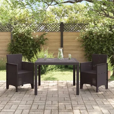 Vidaxl Garden Dining Set 3-piece Set Resin Sturdy Rectangular In Brown