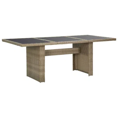 Vidaxl Garden Dining Table Brown 78.7"x39.4"x29.1" Glass And Poly Rattan, 310141