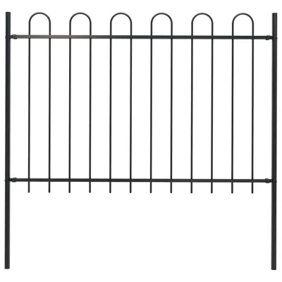 Vidaxl Garden Fence With Spear Top Steel 5.5ft Black, 144931