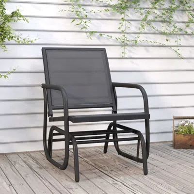 Vidaxl Garden Glider Chair Black 24"x29.9"x34.3" Textilene & Steel In Gray