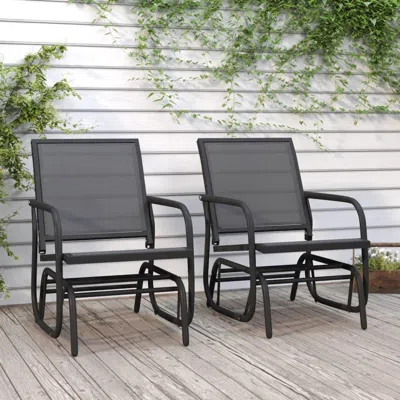 Vidaxl Garden Glider Chairs 2 Pcs Black 24"x29.9"x34.3" Textilene & Steel In Brown