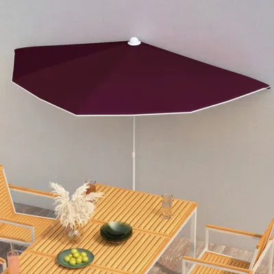 Vidaxl Garden Half Parasol With Pole 70.9"x35.4" Bordeaux Red In Multi