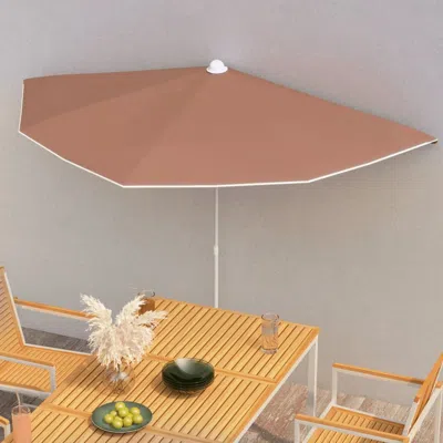 Vidaxl Garden Half Parasol With Pole 70.9"x35.4" Terracotta In Orange