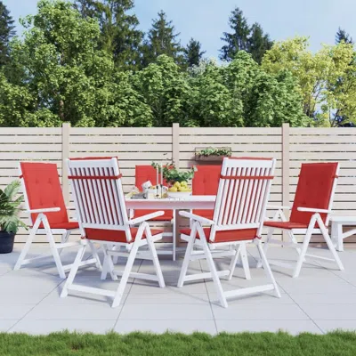 Vidaxl Garden Highback Chair Cushions 6 Pcs Red 47.2"x19.7"x1.2" Fabric In White