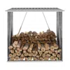 Vidaxl Garden Log Storage Shed Galvanized Steel 64.2"x32.7â€ax60.6â€ Gray, 44959