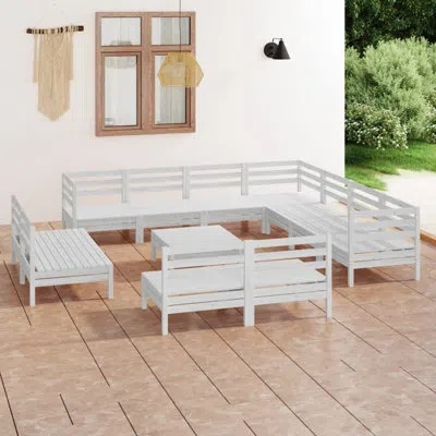Vidaxl Garden Lounge Set White Solid Pine Wood Large Modular
