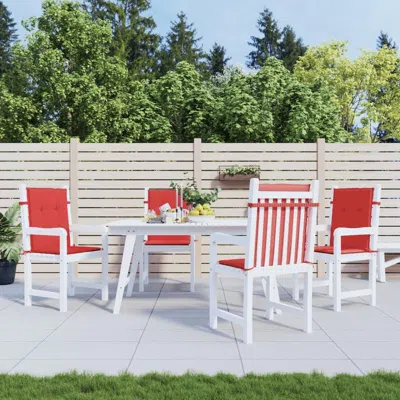 Vidaxl Garden Lowback Chair Cushions 4 Pcs Red 39.4"x19.7"x1.2" Oxford Fabric In White