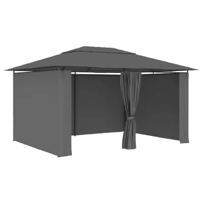 Vidaxl Garden Marquee With Curtains 157.4"x118.1" Anthracite, 47960 In Black