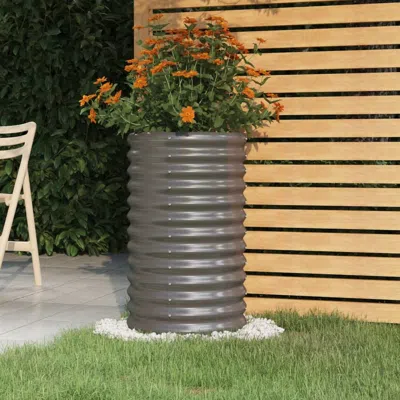 Vidaxl Garden Planter Powder-coated Steel 15.7"x15.7"x26.8" Gray