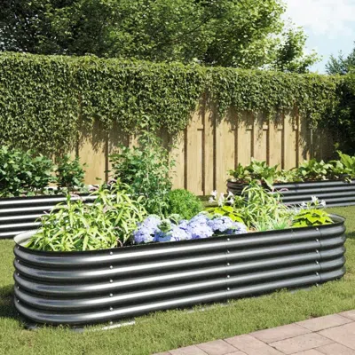 Vidaxl Garden Raised Bed 94.4"x31.4"x17.3" Galvanized Steel Gray, 45528