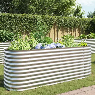 Vidaxl Garden Raised Bed 94.4"x31.4"x31.8" Galvanized Steel Silver, 45513 In Neutral