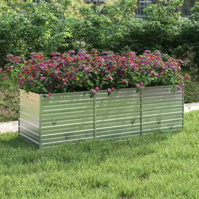 Vidaxl Garden Raised Bed 94.5"x31.5"x30.3" Galvanized Steel Silver In Green
