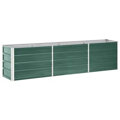 Vidaxl Garden Raised Bed Galvanized Steel 94.5"x15.7"x17.7" Green