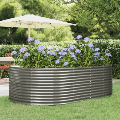 Vidaxl Garden Raised Bed Gray 83.5"x55.1"x26.8" Powder-coated Steel