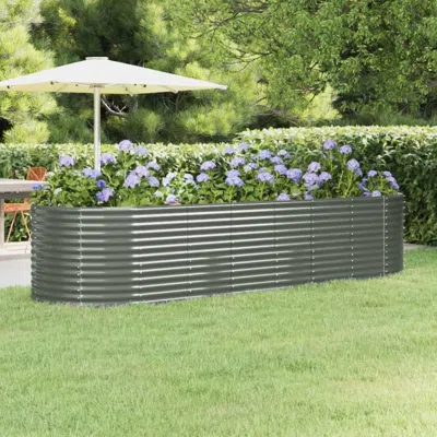 Vidaxl Garden Raised Bed Powder-coated Steel 126.8"x39.4"x26.8" Gray