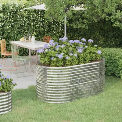 Vidaxl Garden Raised Bed Powder-coated Steel 59.8"x31.5"x26.8" Silver In Metallic