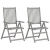 Vidaxl Garden Reclining Chairs 2 Pcs Gray Solid Acacia Wood, 45938