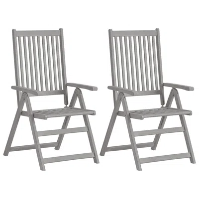 Vidaxl Garden Reclining Chairs 2 Pcs Gray Solid Acacia Wood, 45938