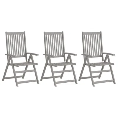 Vidaxl Garden Reclining Chairs 3 Pcs Gray Solid Acacia Wood 0618