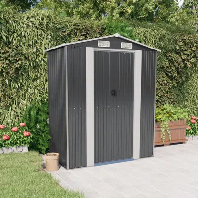 Vidaxl Garden Shed Anthracite 75.6"x42.5"x87.8" Galvanized Steel In Gray