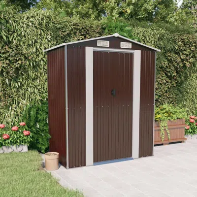 Vidaxl Garden Shed Dark Brown 75.6"x42.5"x87.8" Galvanized Steel
