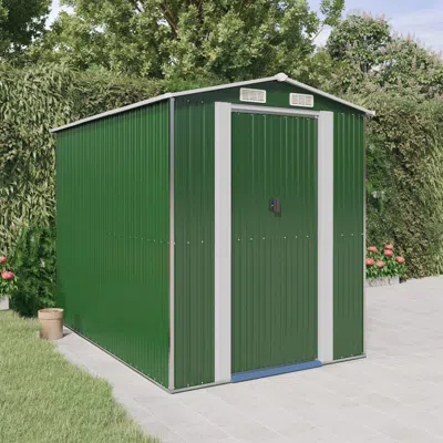 Vidaxl Garden Shed Green 75.6"x107.9"x87.8" Galvanized Steel