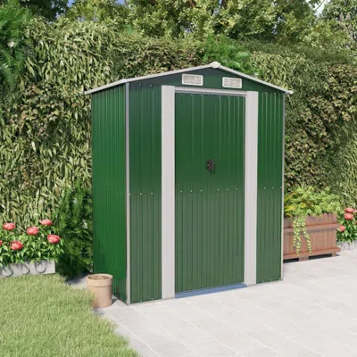 Vidaxl Garden Shed Green 75.6"x42.5"x87.8" Galvanized Steel
