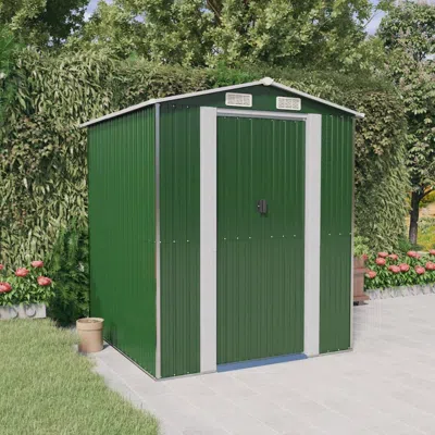 Vidaxl Garden Shed Green 75.6"x75.2"x87.8" Galvanized Steel