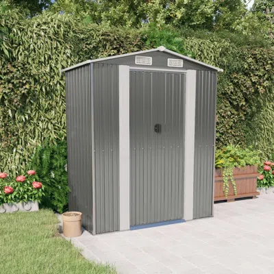 Vidaxl Garden Shed Light Gray 75.6"x42.5"x87.8" Galvanized Steel