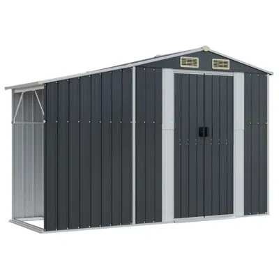 Vidaxl Garden Shed Metal Outdoor Storage Tool Shed House Galvanized Steel In Anthracite
