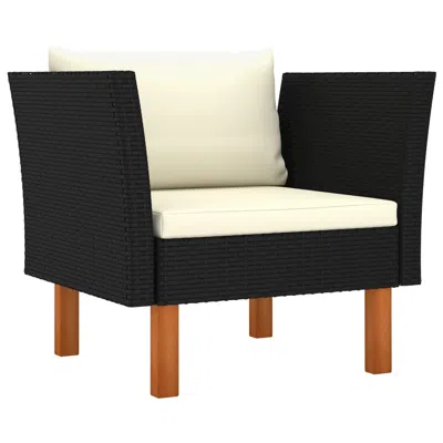 Vidaxl Garden Sofa Poly Rattan And Solid Eucalyptus Wood 5764 In Black