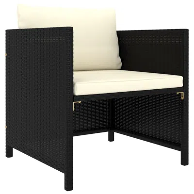 Vidaxl Garden Sofa With Cushions Black Poly Rattan 3510