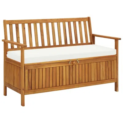 Vidaxl Garden Storage Bench Solid Acacia Wood 47.2"x24.8"x33.1", 44126 In Neutral