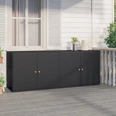 Vidaxl Garden Storage Cabinet Black 78"x21.9"x31.5" Poly Rattan