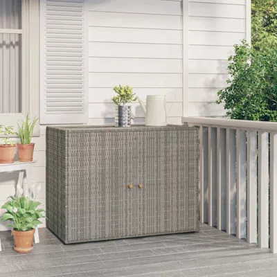Vidaxl Garden Storage Cabinet Gray 39.4"x21.9"x31.5" Poly Rattan