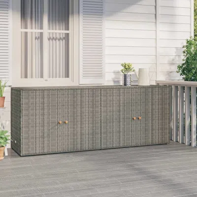 Vidaxl Garden Storage Cabinet Gray 78"x21.9"x31.5" Poly Rattan