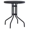 Vidaxl Garden Table Black 31.5" Steel And Glass, 47253