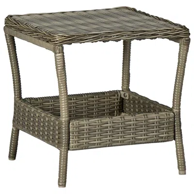 Vidaxl Garden Table Brown 7.7"x17.7"x18.3" Poly Rattan, 313308