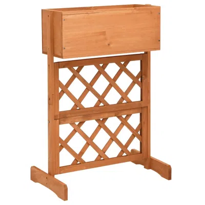 Vidaxl Garden Trellis Planter Orange 17.7"x11.8"x29.1" Solid Firwood, 314838 In Brown