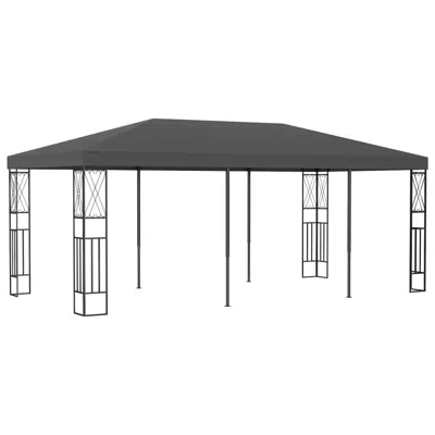 Vidaxl Gazebo 118.1"x236.2" Anthracite Fabric 8010 In Black