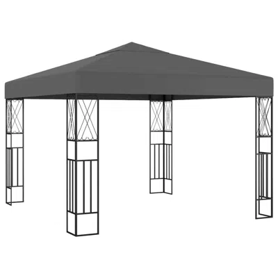 Vidaxl Gazebo 9.8'x9.8' Anthracite Fabric, 48006 In Black