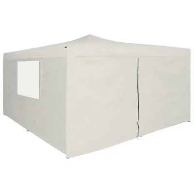 Vidaxl Gazebo Folding Canopy Party Tent Patio Pavilion Shade With 4 Sidewalls In Cream
