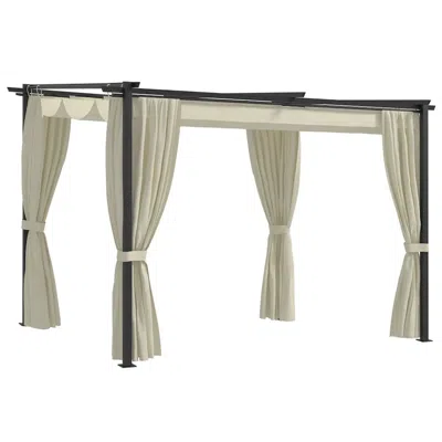 Vidaxl Gazebo With Curtains 9.8'x9.8' Cream Steel In Multi