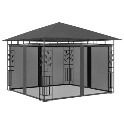Vidaxl Gazebo With Mosquito Net 9.8'x9.8'x9' Anthracite 180 G/mâ², 47972 In Gray