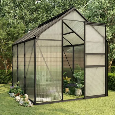Vidaxl Greenhouse Anthracite Aluminum 38.9 Ftâ² In Brown