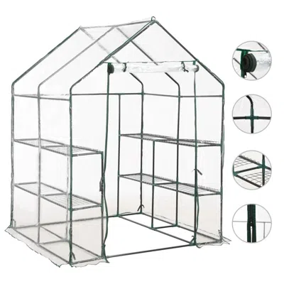 Vidaxl Greenhouse With 8 Shelves 4.7'x4.7'x6.4', 46914 In Gray