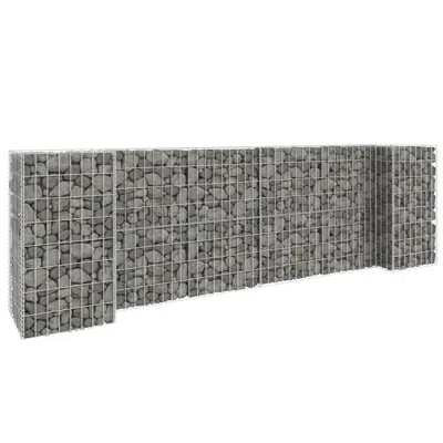 Vidaxl H-shaped Gabion Planter Steel Wire 223.6"x15.7"x31.5", 145660 In Gray