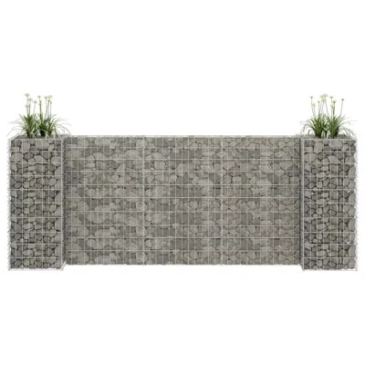 Vidaxl H-shaped Gabion Planter Steel Wire 223.6"x15.7"x39.4", 145661 In Gray